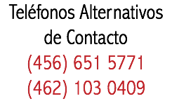 Teléfonos Alternativos de Contacto (456) 651 5771 (462) 103 0409
